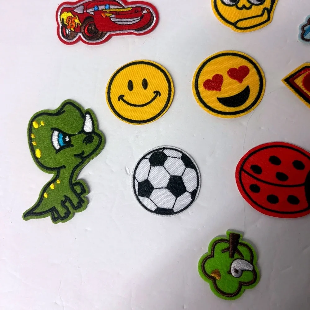 Mixed Iron On Patches Lot Cars Superman Emojis Dinosaurs Vehicles Kids DIY